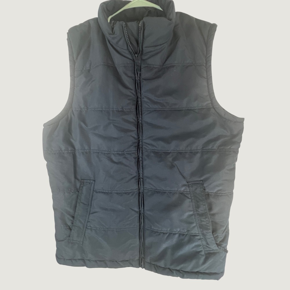 Weather Wear Mens XXL Puffer Vest Navy Blue Plaid Lined Full Zip Quilted Gilet - Picture 7 of 11
